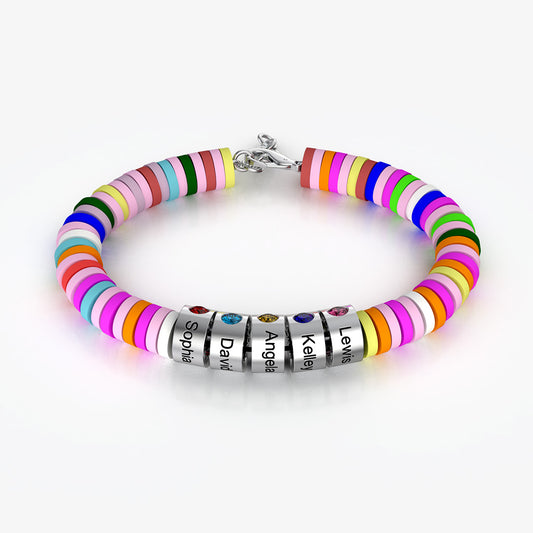 Gear Rainbow Personalized Bead Bracelet