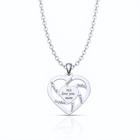 Christmas Gift-Personalized Name  Family Heart Necklace