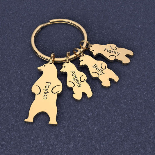 Mother's Day Gift Customized Family Bear Charm Keychain