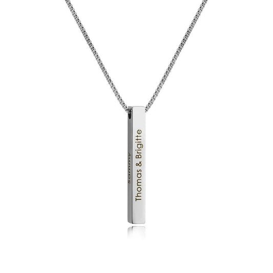 Mother's Day Gift Personalized Engraved 3D Bar Necklace