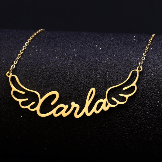 Mother's Day Gift Personalized Angel Wings Name Necklace