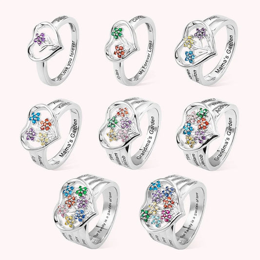 Personalized Family Ring with Names and Birthstones