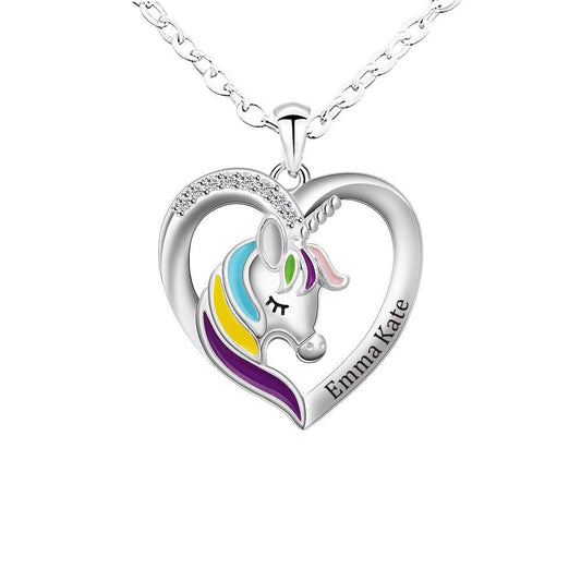 Mother's Day Gift Personalized Rainbow Unicorn Necklace-Fast Shipping guaranteed