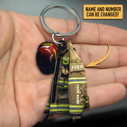 Christmas Gift-2022 New Release Personalized Firefighter Armor Shaped Flat Acrylic Keychain