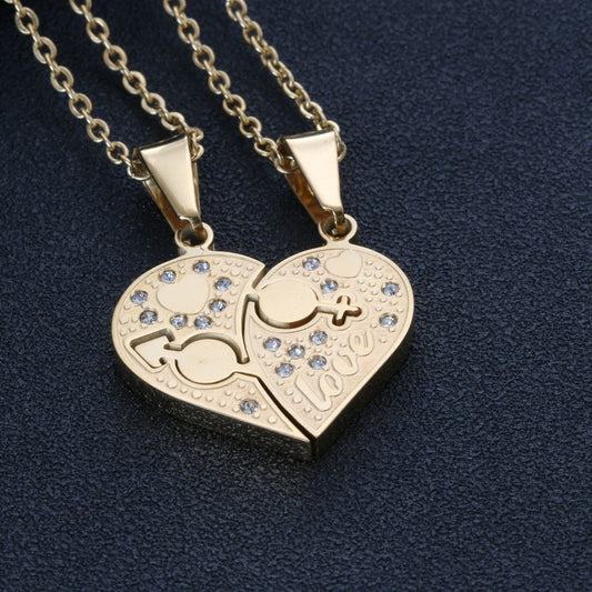 Valentines Day Gift Cute Matching Heart Couples Necklaces