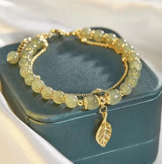 🔥LAST DAY Promotion 50% OFF🔥 Hetian Jade Gold Leaf Bracelet