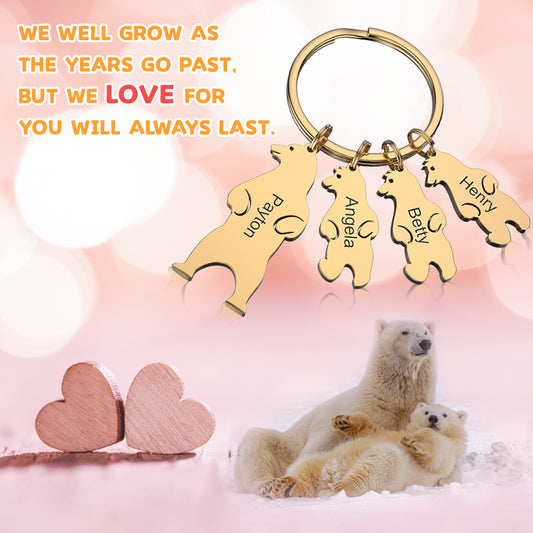 Mother's Day Gift Customized Family Bear Charm Keychain