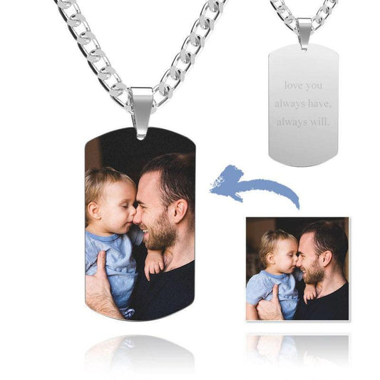 Mother's Day Gift Square Photo Necklace with Engraving