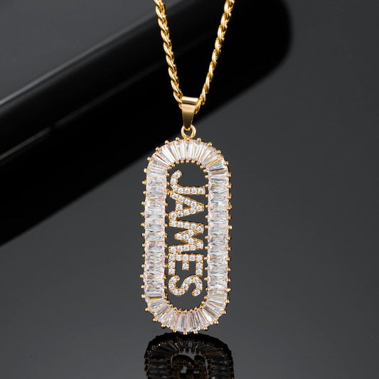 Mother's Day Gift Bling Capsule Name Necklace