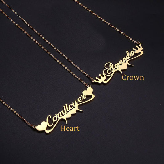 Mother's Day Gift Personalized Heart or Crown Name Necklaces