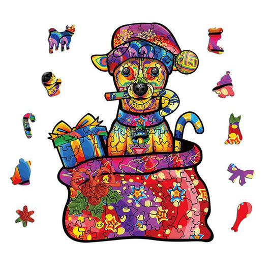 Wooden Jigsaw Puzzle Christmas Dog