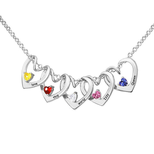 Mother's Day Gift shaped pendant and custom birthstone necklace