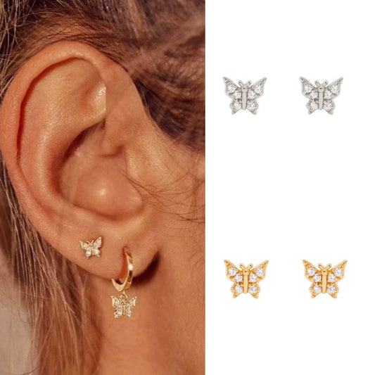 Small Butterfly Gem Earrings For Women