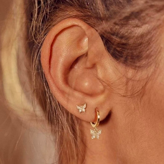 Small Butterfly Gem Earrings For Women
