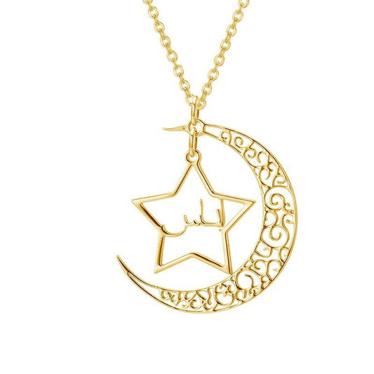 Moon with star necklace