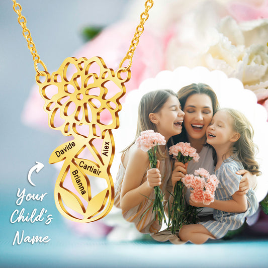 Mother's Day Gift Carnation Custom Name Necklace