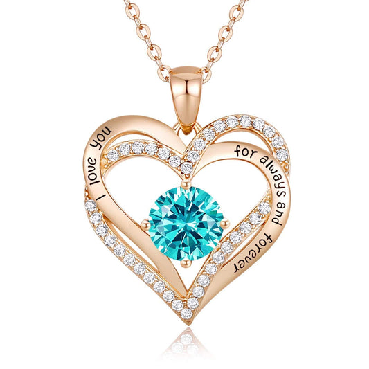 Mother's Day Gift Forever Love Heart Necklace Birthstone Pendant