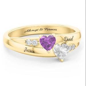 Mother's Day Gift Personalized Heart Birthstone Ring