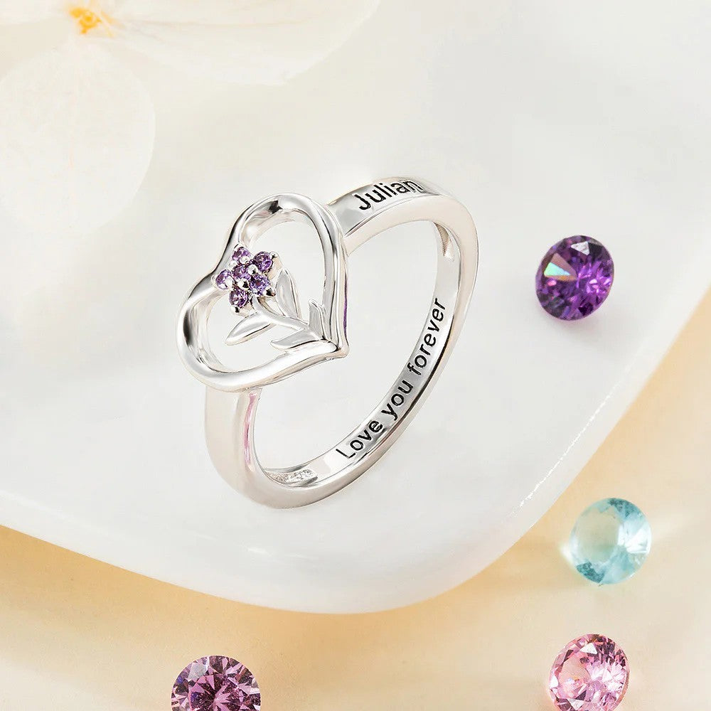 Personalized Family Ring with Names and Birthstones