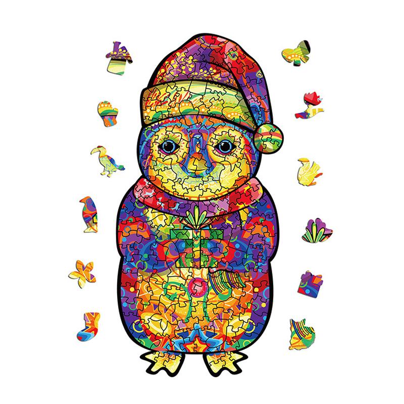 Wooden Jigsaw Puzzle Christmas Penguin JewelsmemoryStore
